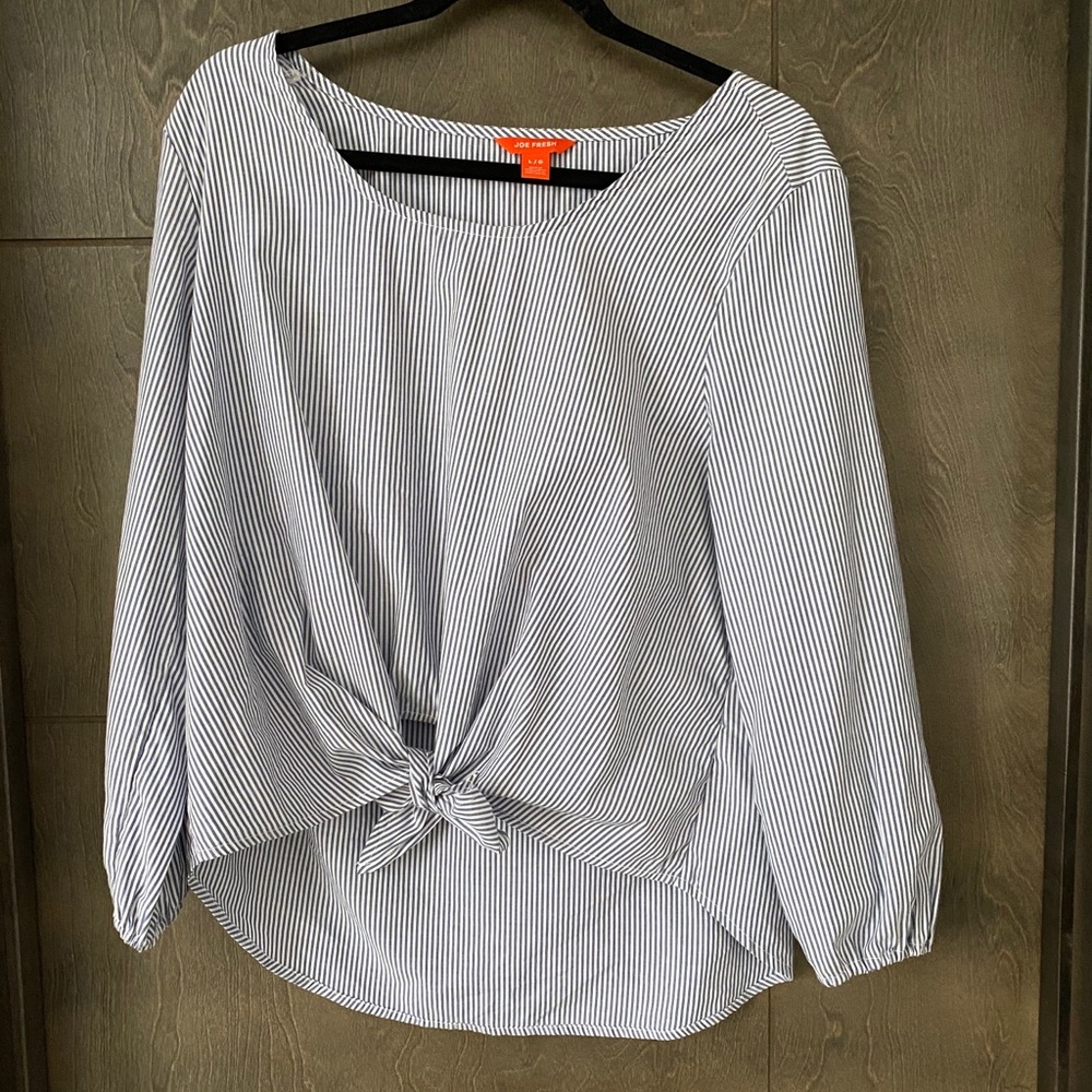 Joe Fresh Front Tie Stripe Blouse